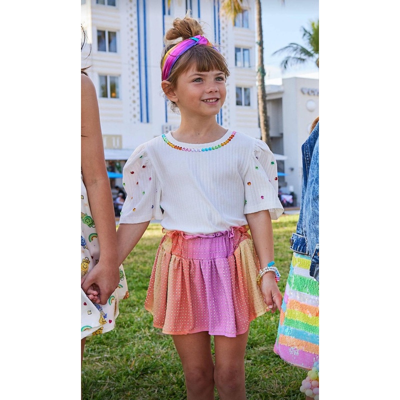 Lola + The Boys Queen Gem Short Sleeve White Tee 2