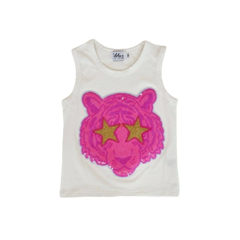 Lola + The Boys White Sequin Tiger Tank 2