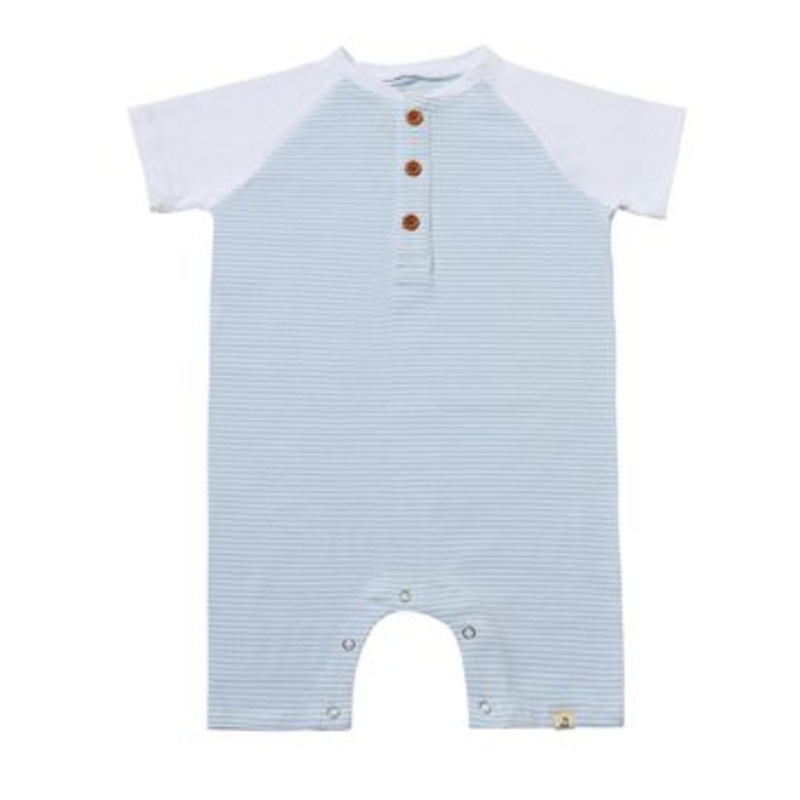 Me & Henry Afloat Raglan Romper | Blue/White Stripe 0-3M