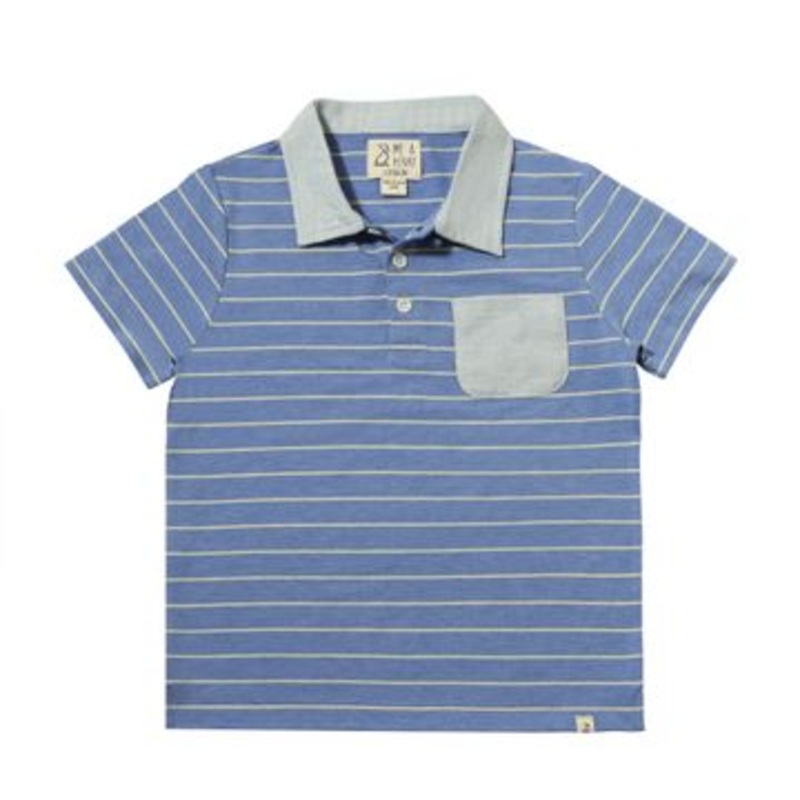 Me & Henry Anchor Polo | Royal/Yellow Striped Slub 2-3T