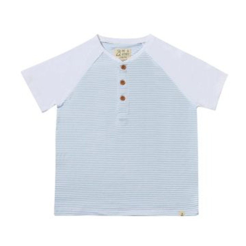 Me & Henry Beacon Raglan Henley | Blue/White Stripe 2-3T