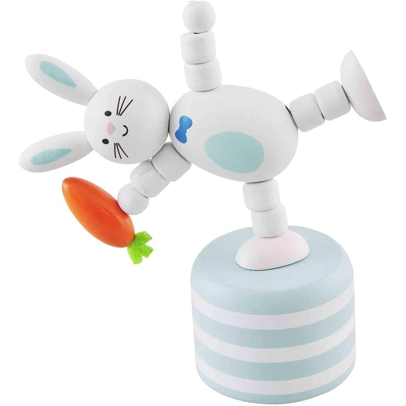 Mud Pie Blue Bunny Collapsible Wood Toy