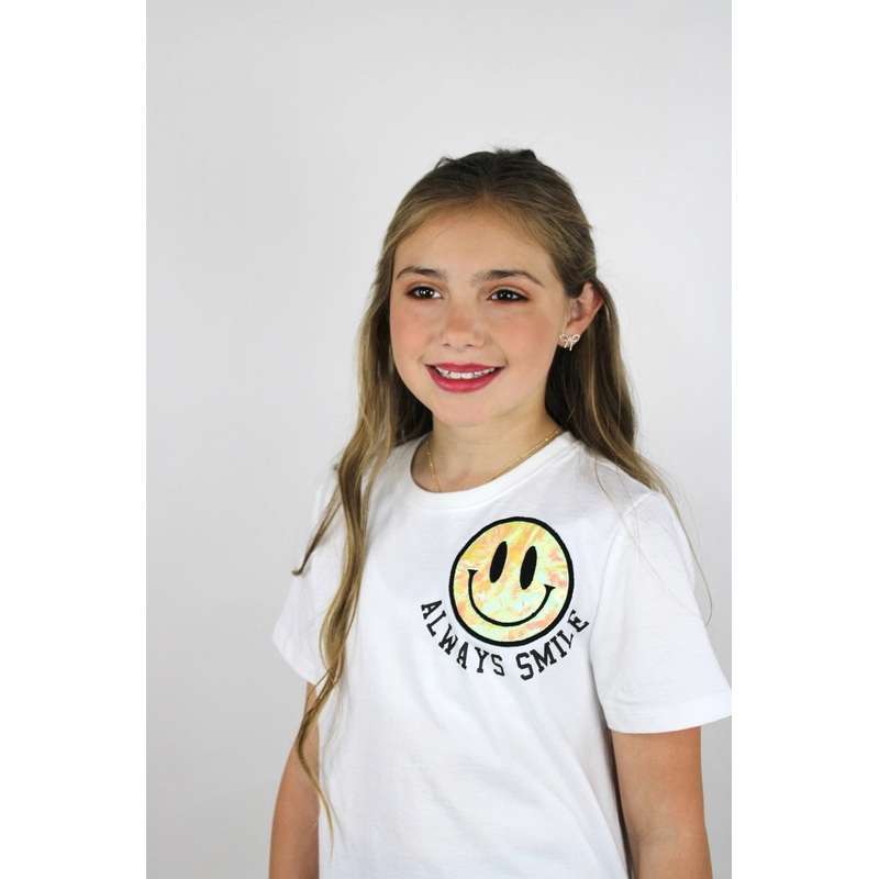 Paper Flower Happy Face Applique Shirt S