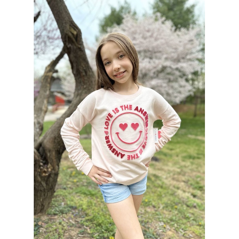 Paper Flower Love Is The Answer Tuff Embroidery Tinic Length Sweatshirt S