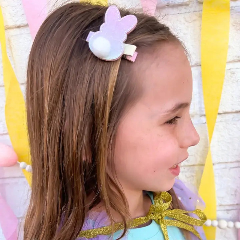 Pastel Rainbow Easter Bunny Clip – Girls