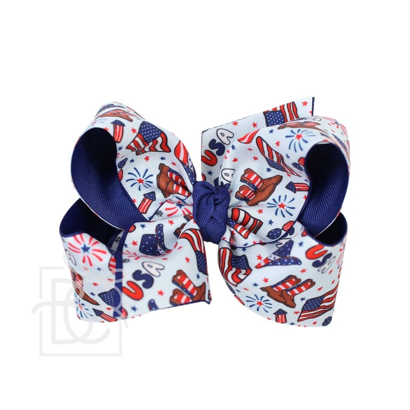 Patriotic Western Layered Huge Bow on Alligator Clip