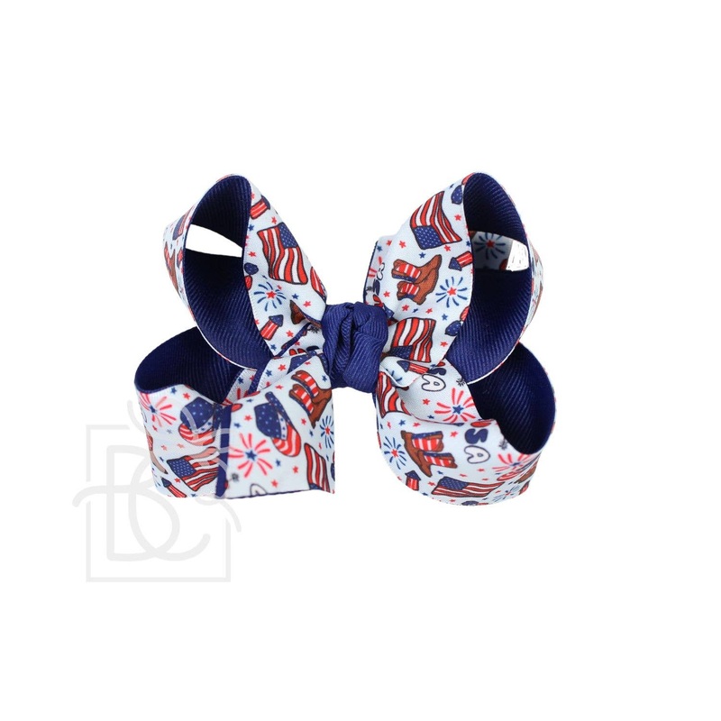 Patriotic Western Layered Large Bow on Alligator Clip
