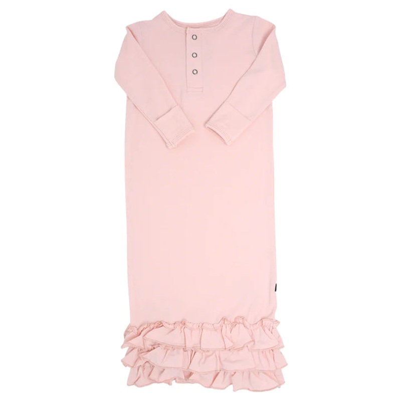 Pink Blush Ruffle Receiving Gown