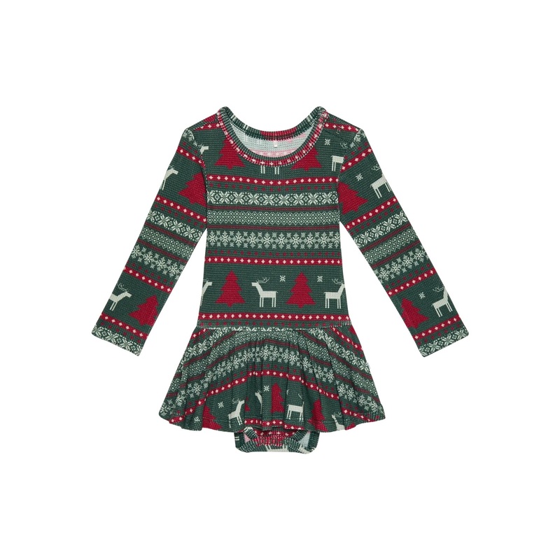 Posh Peanut Holiday Fair Isle Long Sleeve Basic Twirl Skirt Bodysuit 2T