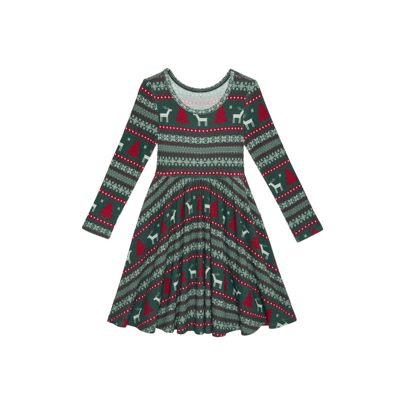 Posh Peanut Holiday Fair Isle Twirl Dress 2T