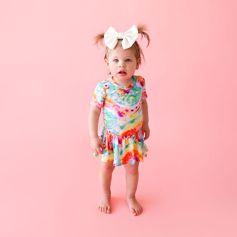Posh Peanut Totally Tie Dye Short Sleeve Basic Twirl Skirt Bodysuit 0-3M