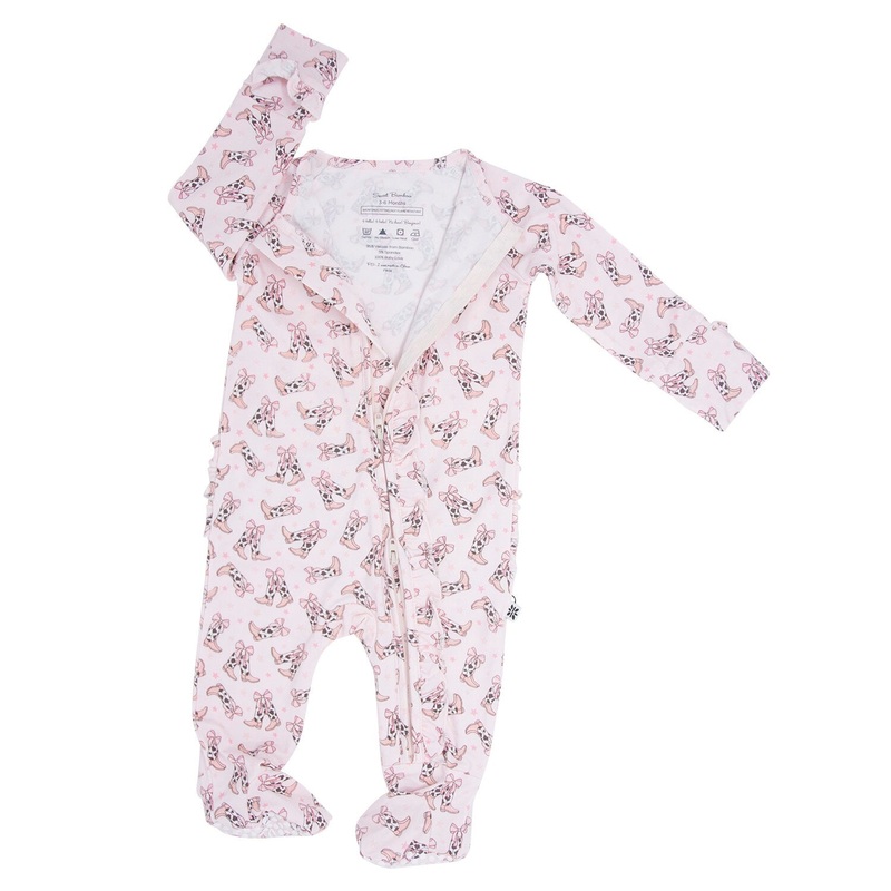 Sweet Bamboo Ruffle Footie Cowhide Boots Newborn