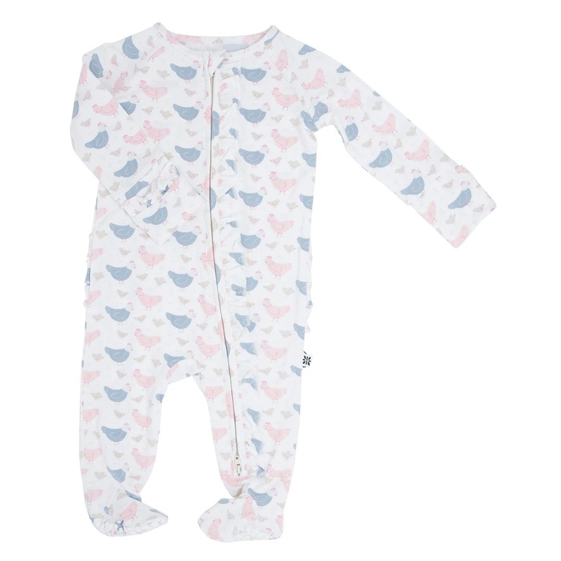 Sweet Bamboo Ruffle Footie Happy Hens Newborn