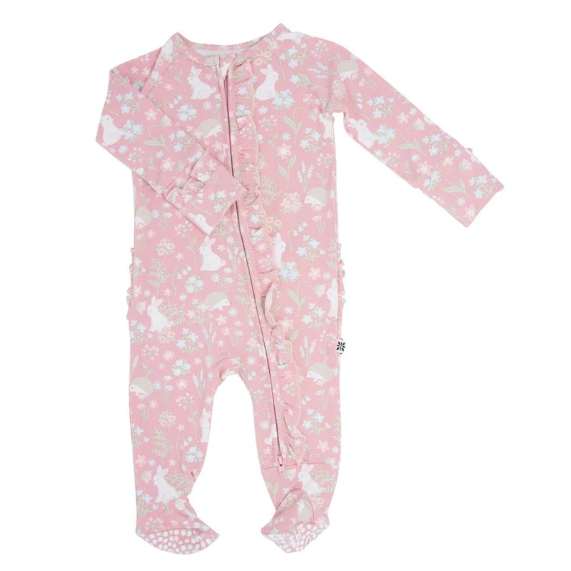 Sweet Bamboo Ruffle Footie Woodland Bunny Newborn