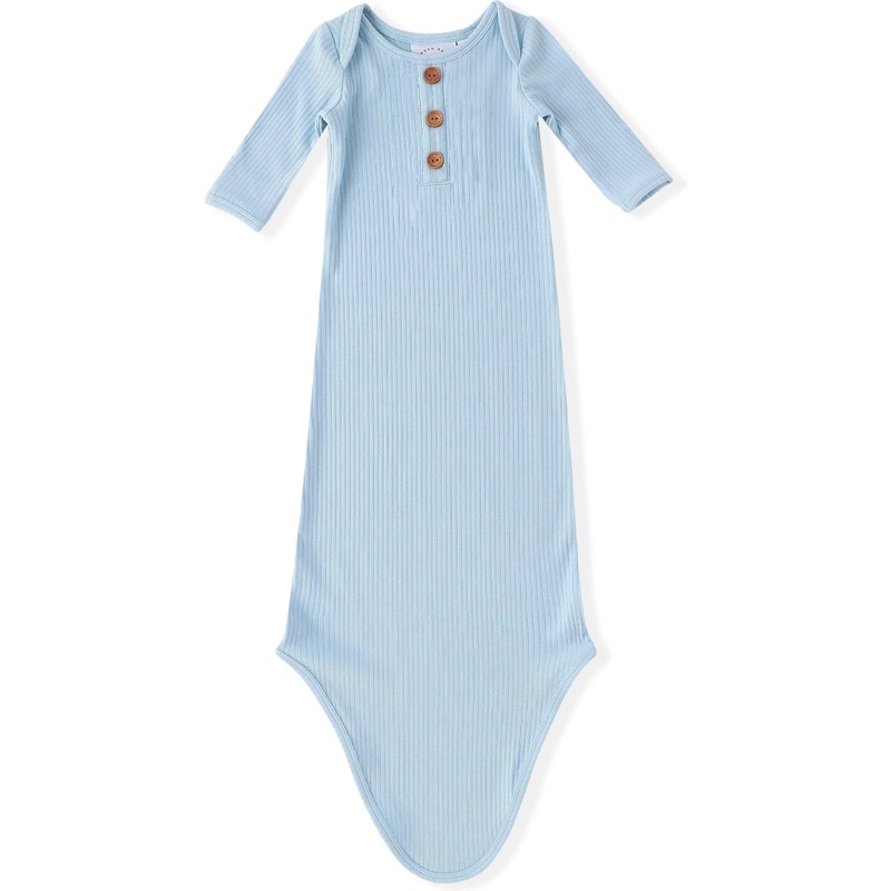 Swoon Baby Clothing Blue Ribbed Knotted Gown Newborn