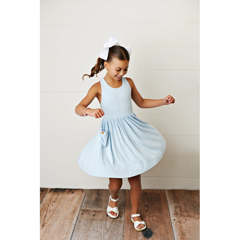 Swoon Baby Clothing Blue Ribbed Pocket Dress 9-12M