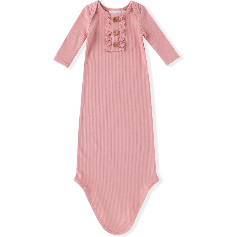 Swoon Baby Clothing Pink Ribbed Knotted Gown Newborn