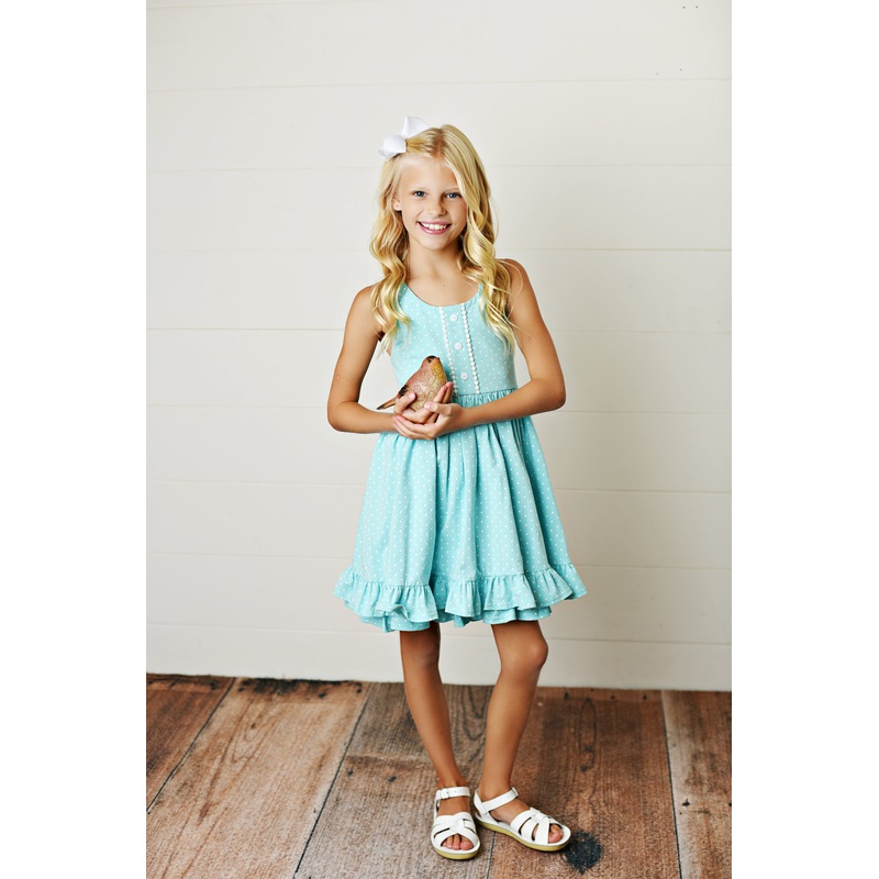Swoon Baby Clothing Sea Breeze Bloom Dottie Dress 2T