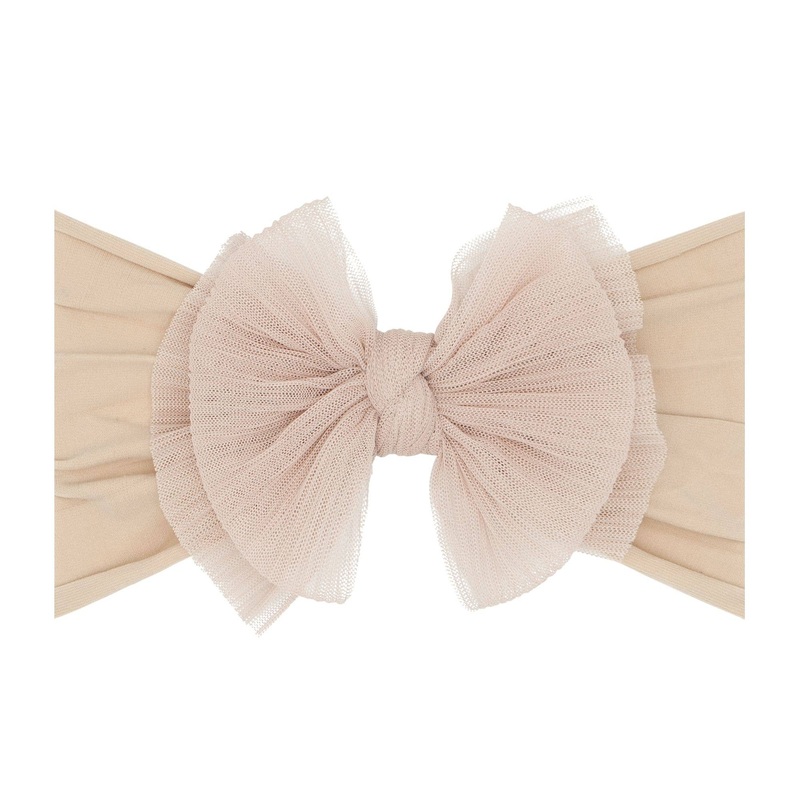 Baby Bling Tulle FAB soft nylon headband with tulle bow: Pleated Blush