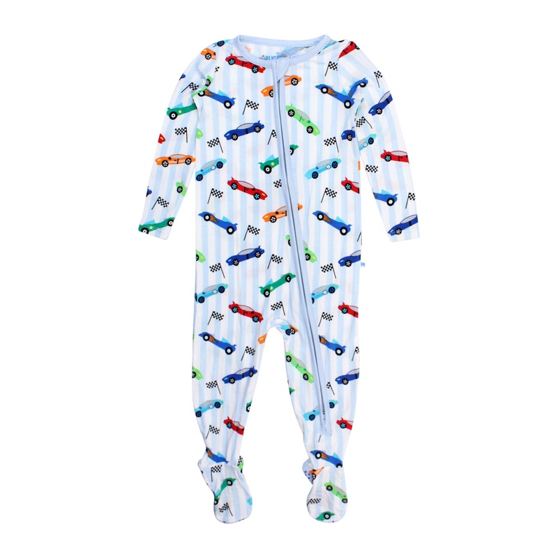 Baby Boys Let’s Roll Bamboo Viscose Footed One Piece Pajama: Multi-Color 0-3M