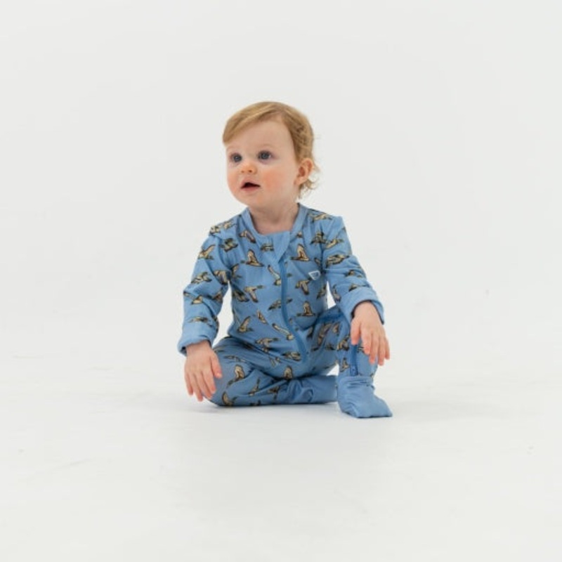 Burlebo Baby Zip Up | Jumbo Mallards – Blue Newborn