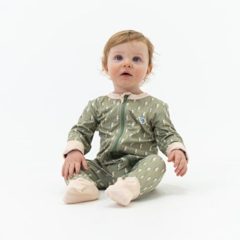 Burlebo Baby Zip Up | Sage Lightning Newborn