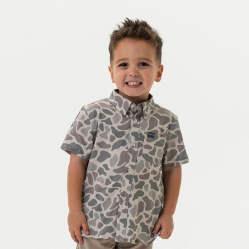 Burlebo Youth Performance Button Up | Classic Deer Camo 2T