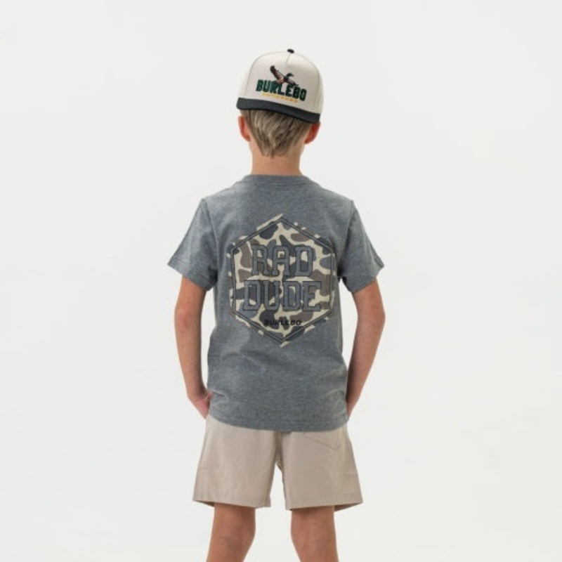 Burlebo Youth Tee | Rad Dude Deer Camo – Ss – Dark Heather Grey 2T