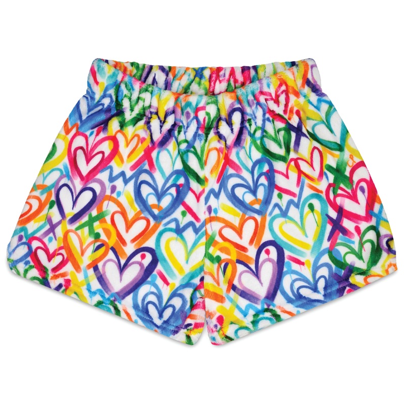 COREY PAIGE HEARTS PLUSH SHORTS XS