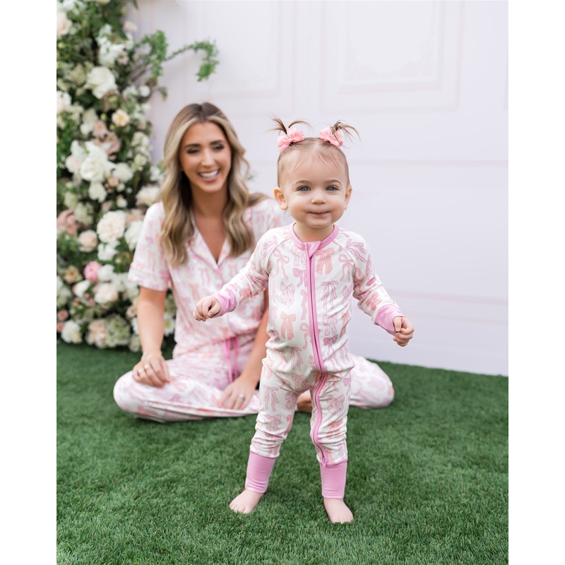 In My Jammers Spring Floral Bows Zipper Romper Newborn