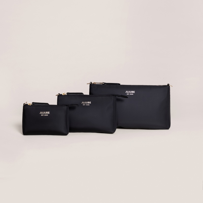 Jujube 3-Piece Pouch Clutch Purse Set | Black