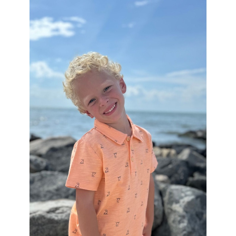 Me & Henry Polreath Polo | Tangerine Henry Print 2-3T