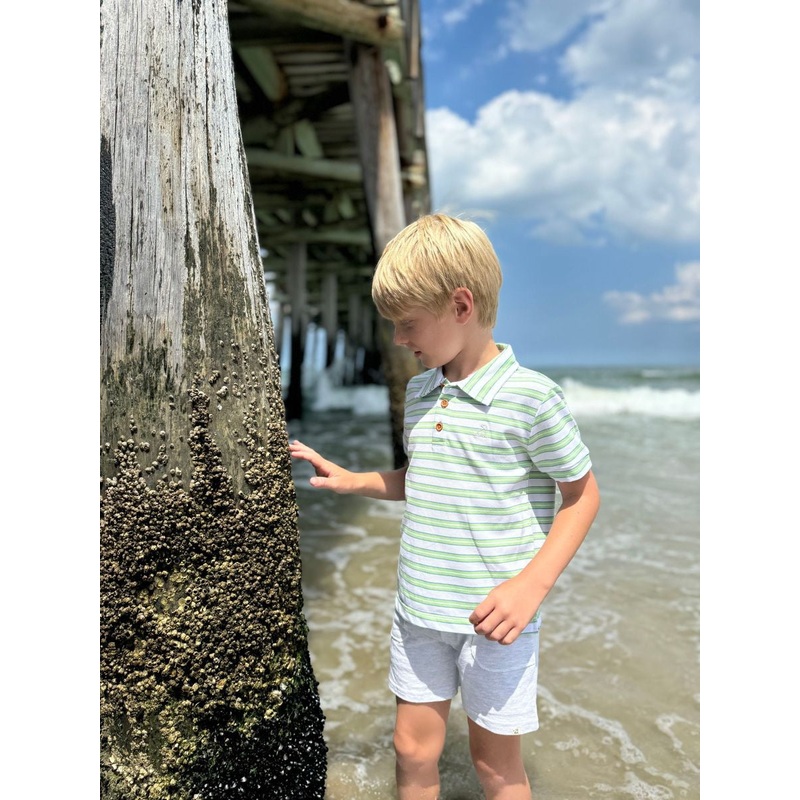 Me & Henry Shipping Polo | Lime/White/Blue Pique 2-3T