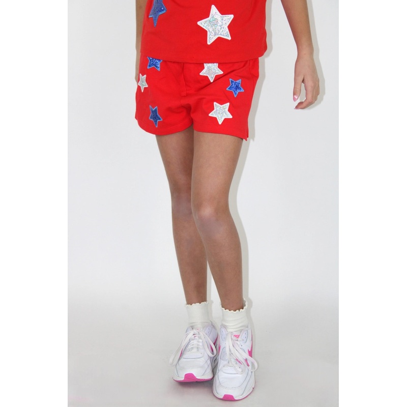 Paper Flower White And Blue Sequins Stars Short S