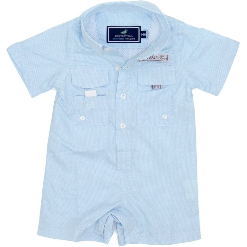 Properly Tied Lucky Duck Baby Performance Fishing Shortalls | Aqua 0-3M