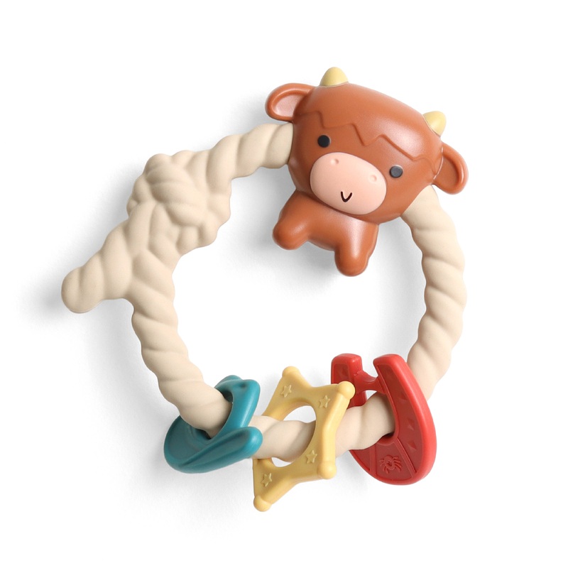 Ritzy Rattle Silicone Teether Rattles: Highland Cow