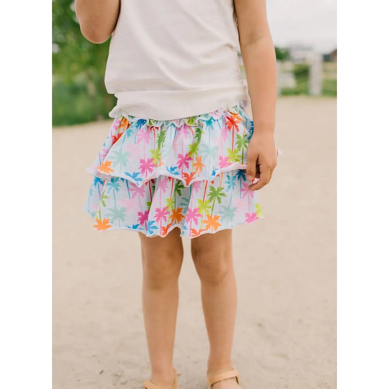 Ruffle Skort in Palm Tree 2T