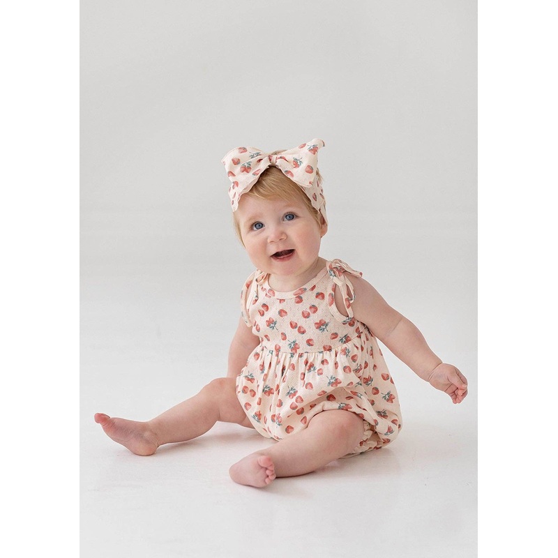 Strawberry Sweetheart Baby Romper: Ivory 3M