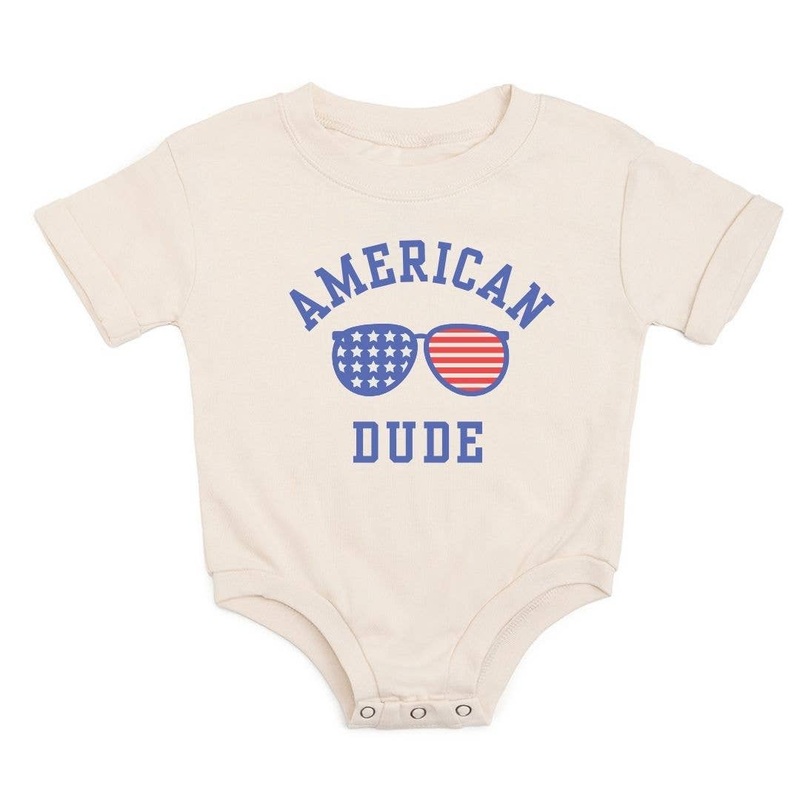 American Dude Short Sleeve Romper 0-3M