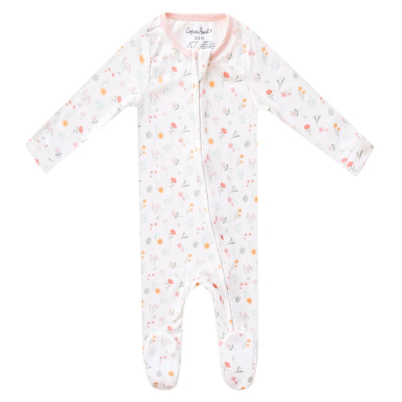Copper Pearl Zip-Up Footie Pajama | Mabel Newborn