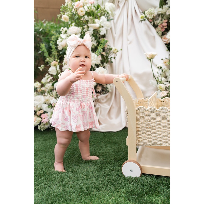 In My Jammers Spring Floral Bows Smocked Bubble Romper 0-3M