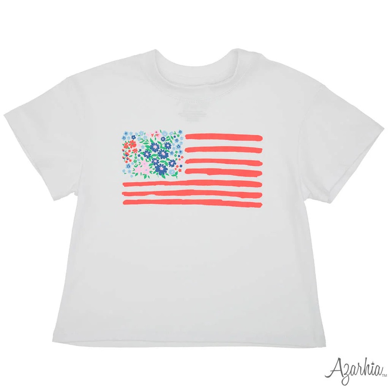 Liberty Flowers Screen Print on White Boxy T 2T