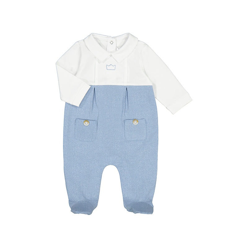 Long bodysuit Wht/rivier 0-1M
