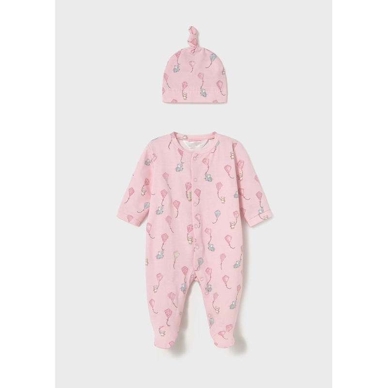 Long onesie w/ hat Baby Rose 0-1M
