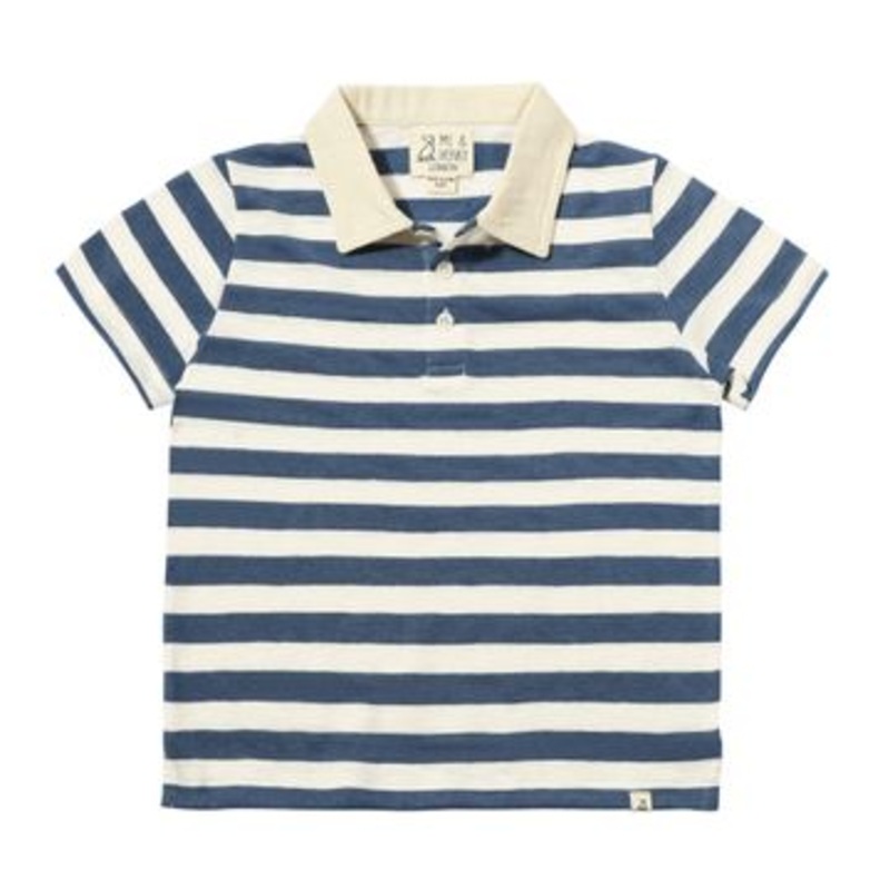 Me & Henry Anchor Polo | Navy/White Striped Slub 2-3T
