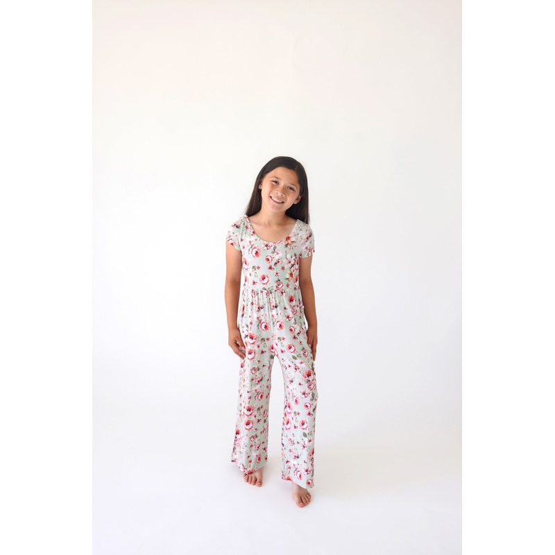 Posh Peanut Millicent Short Sleeve Scoop Back Wide Leg Jumpsuit 12-18M
