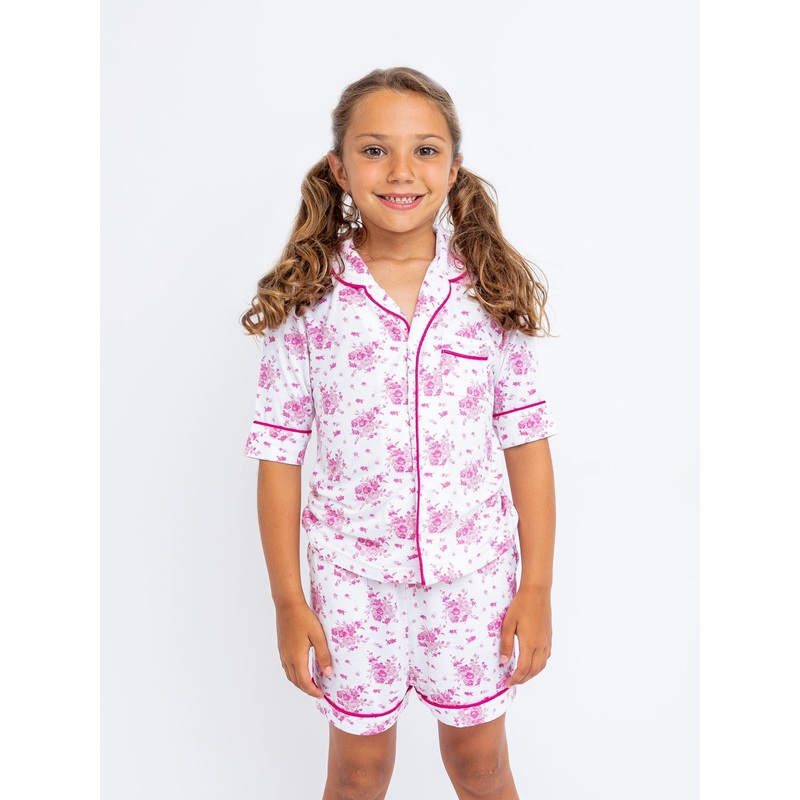 Preppy Goose Pink Flowers Short Sleeve Pajama Set 2/3
