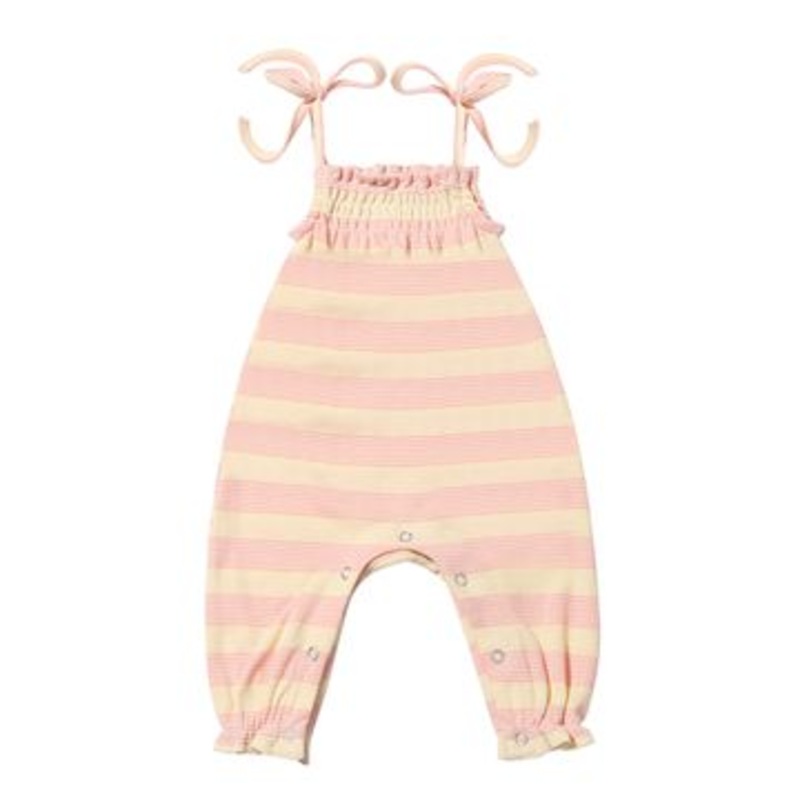Vignette Victoria Romper | Light Pink Stripe Rib 0-3M