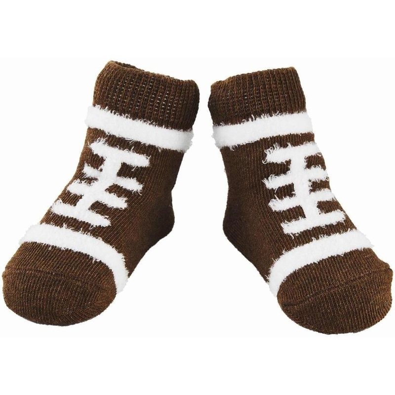 Mud Pie Football Chenille Socks 0-12M