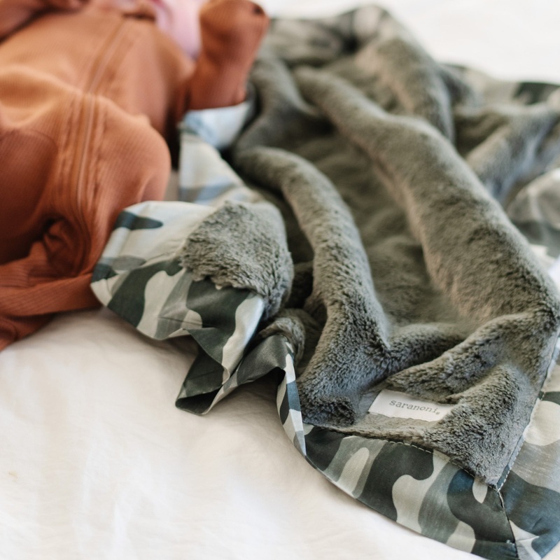 Saranoni Satin Border Receiving Blanket | Camo